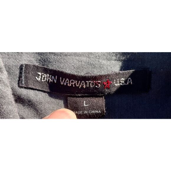 JOHN VARVATOS Zipper Pocket Button Up Shirt Long Sleeve Mens Gray SIZE LARGE USA - Picture 4 of 6